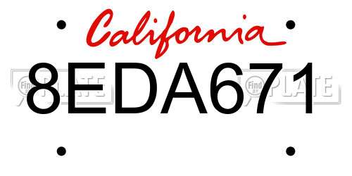 8EDA671 California License Plate