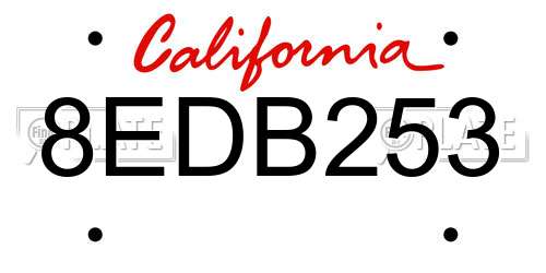 8EDB253 California License Plate