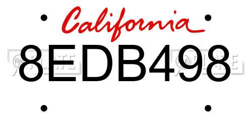 8EDB498 California License Plate