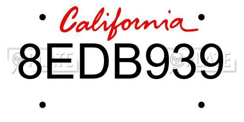 8EDB939 California License Plate