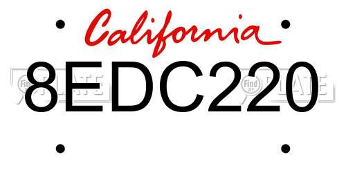 8EDC220 California License Plate
