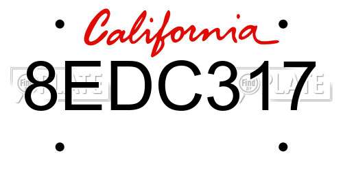 8EDC317 California License Plate
