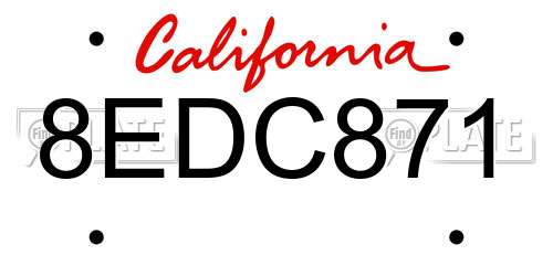 8EDC871 California License Plate
