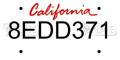 8EDD371 California License Plate