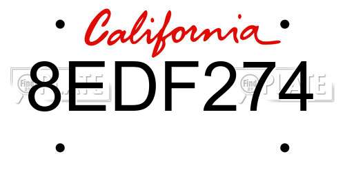 8EDF274 California License Plate