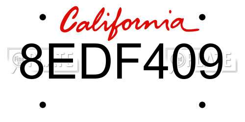 8EDF409 California License Plate