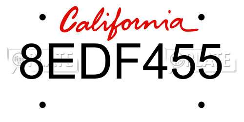 8EDF455 California License Plate