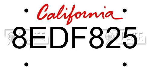 8EDF825 California License Plate