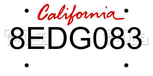 8EDG083 California License Plate