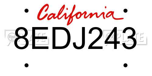 8EDJ243 California License Plate