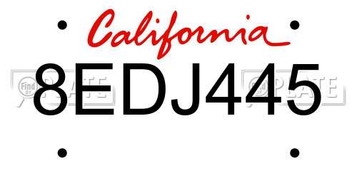 8EDJ445 California License Plate