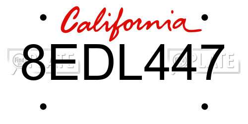 8EDL447 California License Plate