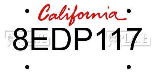 8EDP117 California License Plate