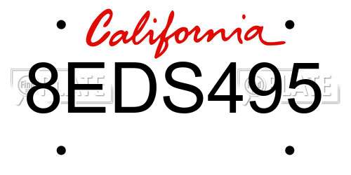 8EDS495 California License Plate