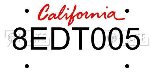 8EDT005 California License Plate