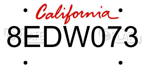 8EDW073 California License Plate