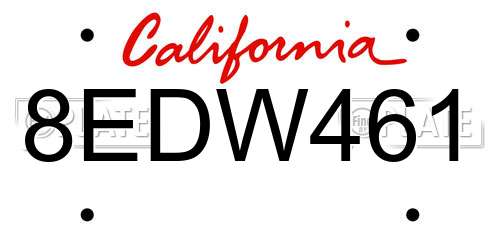 8EDW461 California License Plate