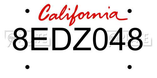 8EDZ048 California License Plate