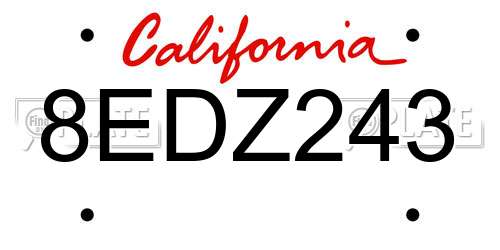 8EDZ243 California License Plate