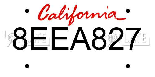 8EEA827 California License Plate