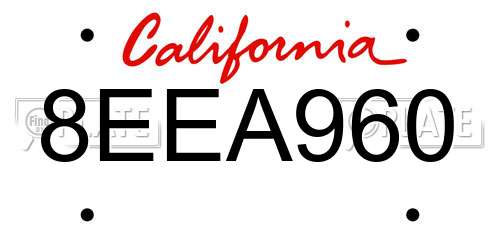 8EEA960 California License Plate