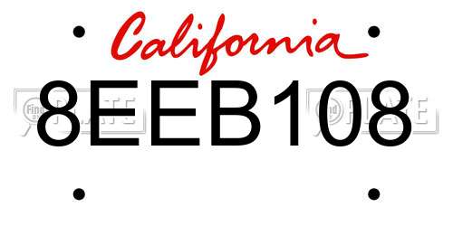 8EEB108 California License Plate
