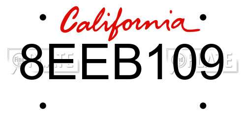 8EEB109 California License Plate