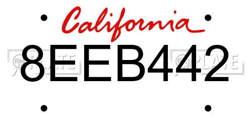 8EEB442 California License Plate