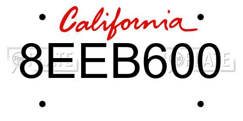 8EEB600 California License Plate