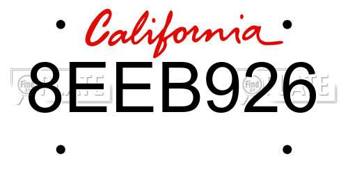 8EEB926 California License Plate