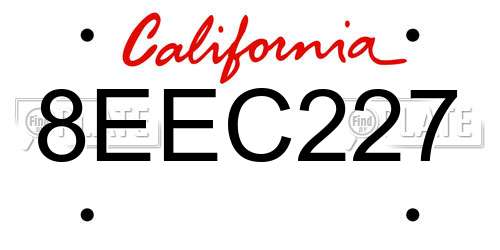 8EEC227 California License Plate