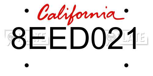 8EED021 California License Plate