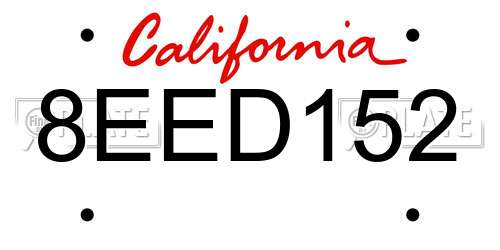 8EED152 California License Plate