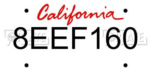 8EEF160 California License Plate