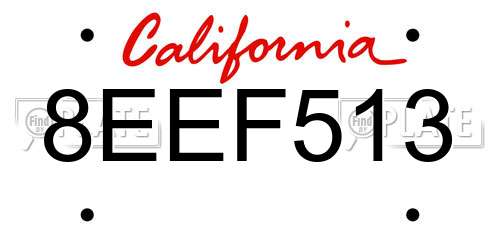 8EEF513 California License Plate