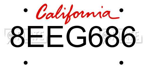 8EEG686 California License Plate