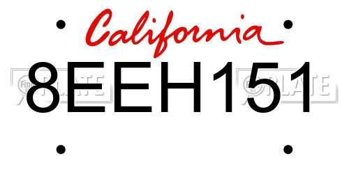 8EEH151 California License Plate