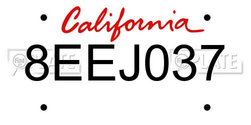 8EEJ037 California License Plate