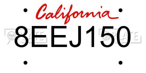 8EEJ150 California License Plate
