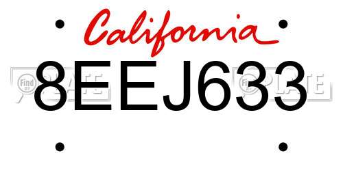 8EEJ633 California License Plate