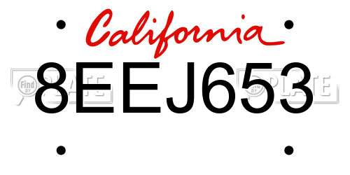 8EEJ653 California License Plate