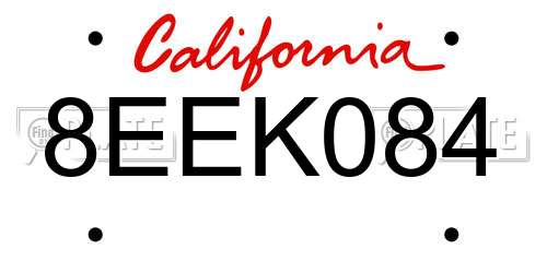 8EEK084 California License Plate