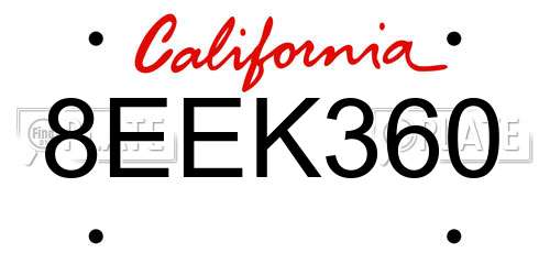 8EEK360 California License Plate