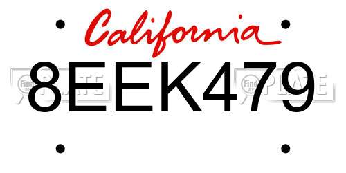 8EEK479 California License Plate