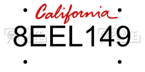 8EEL149 California License Plate