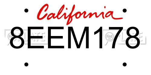 8EEM178 California License Plate