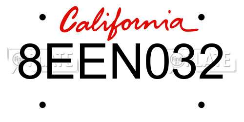 8EEN032 California License Plate