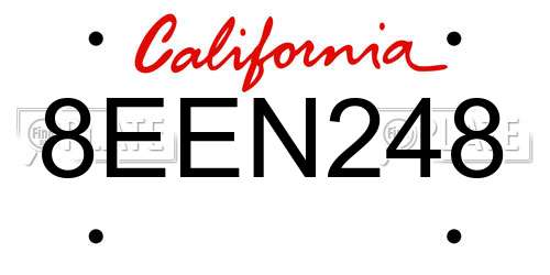 8EEN248 California License Plate