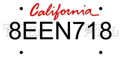 8EEN718 California License Plate