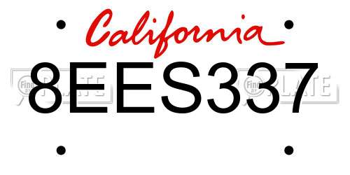 8EES337 California License Plate
